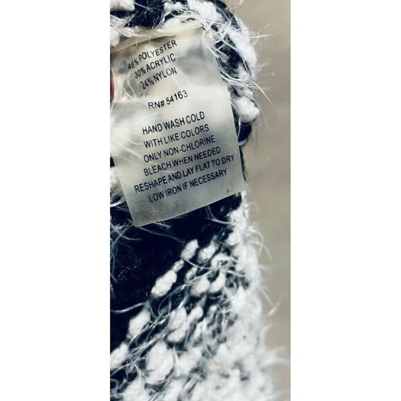 Calvin Klein Sweater Womens Medium Birch Black Striped Chenille Knit Slouchy - Picture 6 of 6